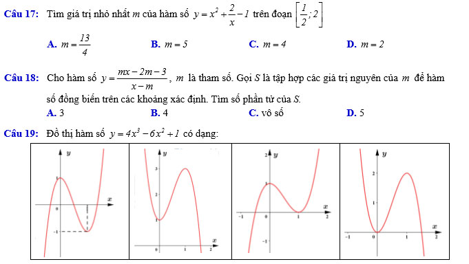 Đề khảo sát chất lượng môn Toán 12