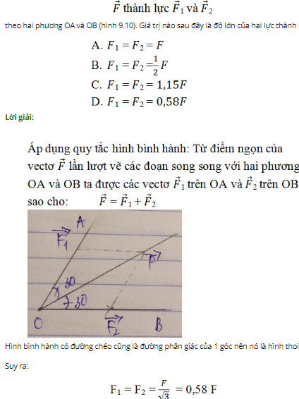 Giải bài tập Vật lý 10 bài 9