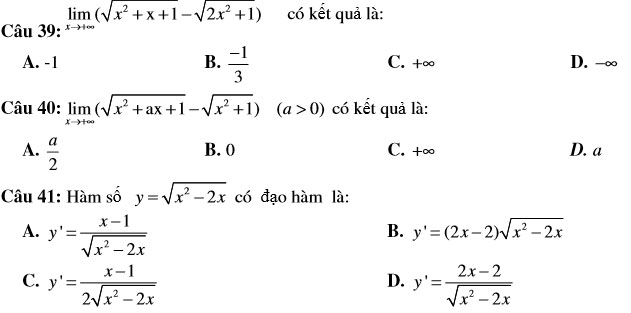 Đề thi giữa học kì 1 môn Toán lớp 12