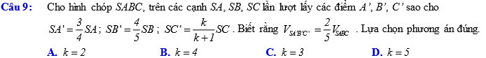 Đề kiểm tra chất lượng giữa học kỳ 1 môn Toán 12