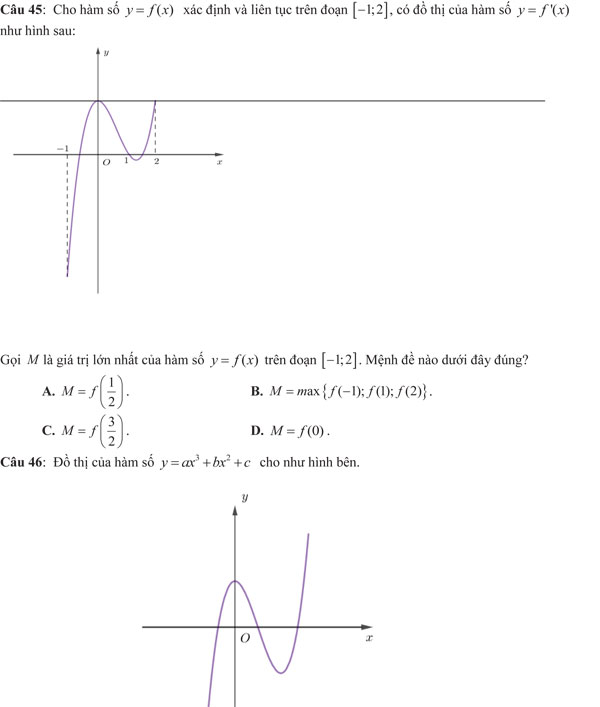 Đề kiểm tra giữa học kỳ 1 môn Toán 12