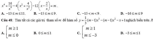 Đề kiểm tra giữa học kỳ 1 môn Toán 12
