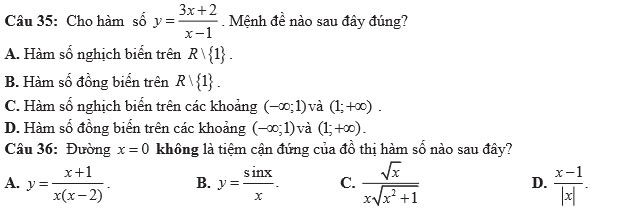 Đề kiểm tra giữa học kỳ 1 môn Toán 12