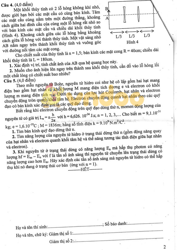 Đề thi chọn đội tuyển HSG Quốc Gia môn Vật lý 11