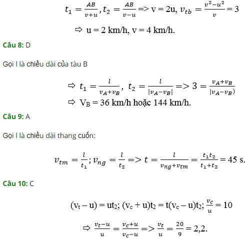 Trắc nghiệm Vật lý 10 chương 1