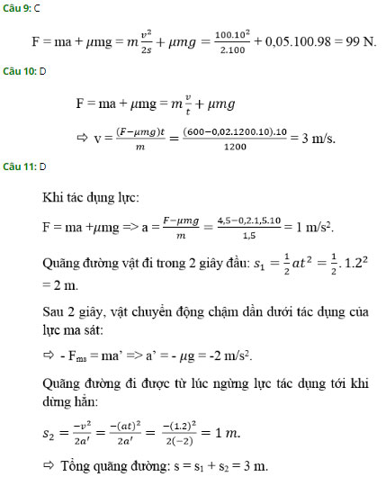 Trắc nghiệm Vật lý 10 chương 2
