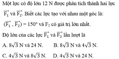 Trắc nghiệm Vật lý 10 chương 2