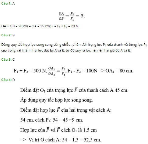 Trắc nghiệm Vật lý 10 chương 3