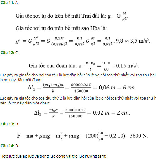 Trắc nghiệm Vật lý 10: Ôn tập cuối chương 2