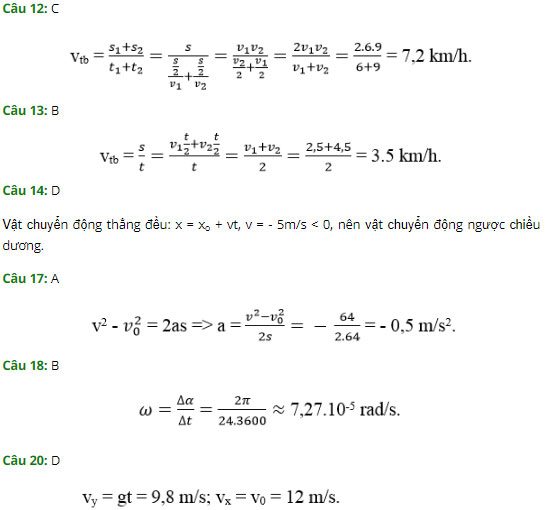 Đề kiểm tra học kì 1 Vật Lí 10
