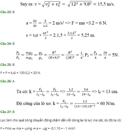 Đề kiểm tra học kì 1 Vật Lí 10
