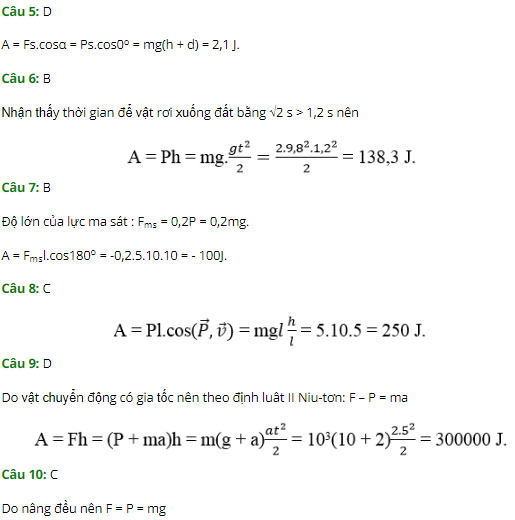 Trắc nghiệm Vật lý 10 chương 4