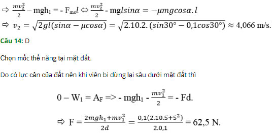 Trắc nghiệm Vật lý 10 chương 4: Cơ năng