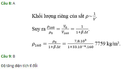Trắc nghiệm Vật lý 10 chương 7