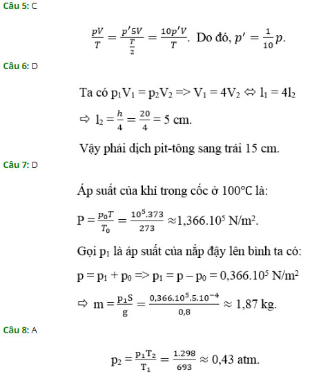 Trắc nghiệm Vật lý 10: Ôn tập cuối chương 5