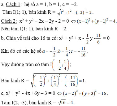 Giải bài tập Hình học 10 bài 2: Phương trình đường tròn