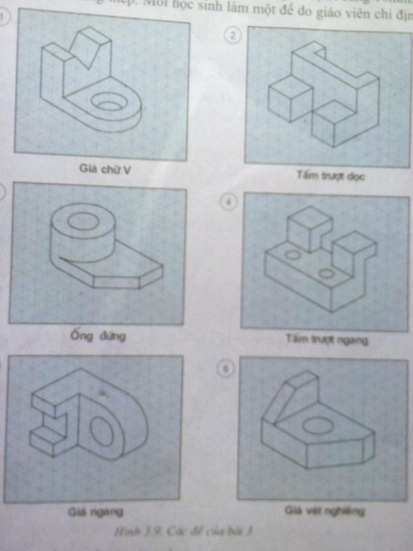 Giải bài tập SGK Công nghệ lớp 11 bài 3: Thực hành: Vẽ các hình chiếu của vật thể đơn giản