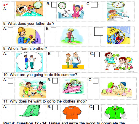 Đề thi giữa học kì I tiếng Anh 4 