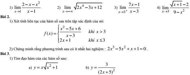 20 bộ đề thi học kì 2 môn Toán lớp 11 có đáp án