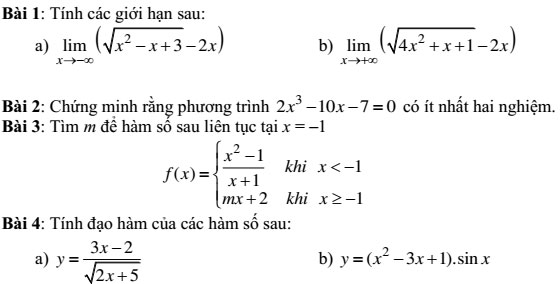 20 bộ đề thi học kì 2 môn Toán lớp 11 có đáp án