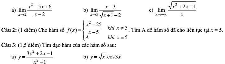 20 bộ đề thi học kì 2 môn Toán lớp 11 có đáp án