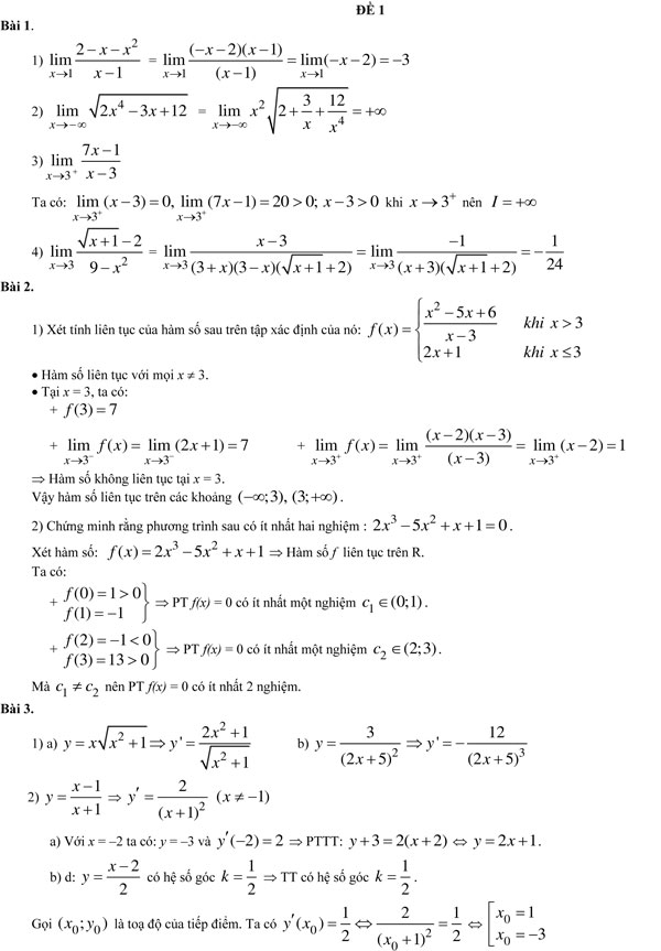20 bộ đề thi học kì 2 môn Toán lớp 11 có đáp án