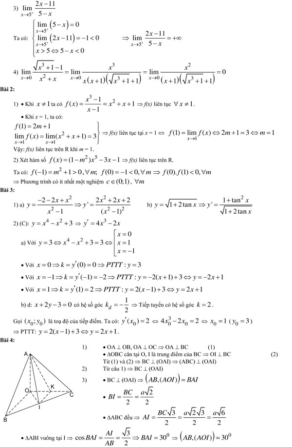 20 bộ đề thi học kì 2 môn Toán lớp 11 có đáp án