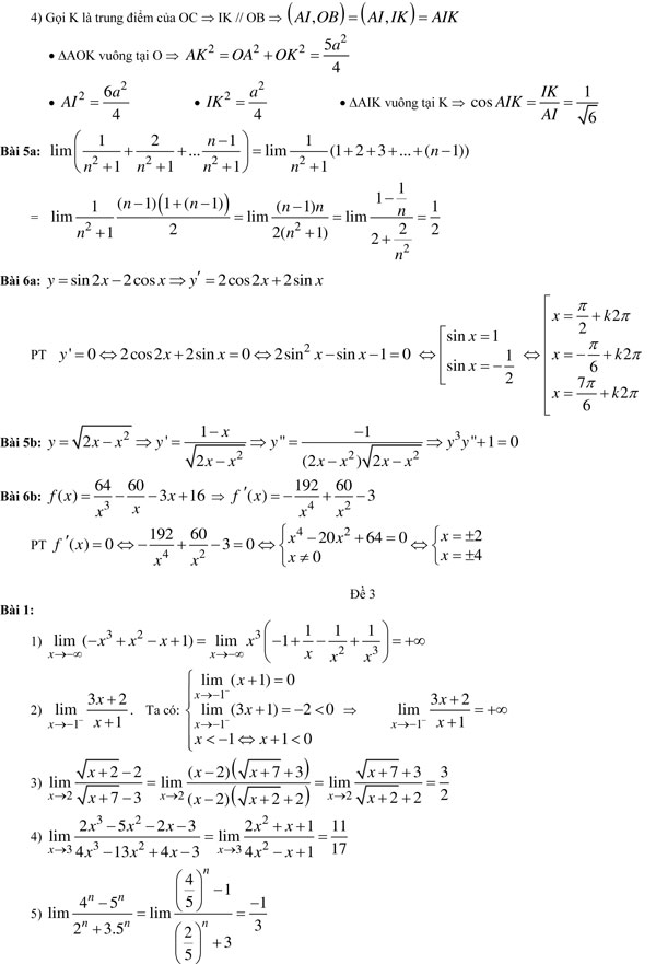 20 bộ đề thi học kì 2 môn Toán lớp 11 có đáp án