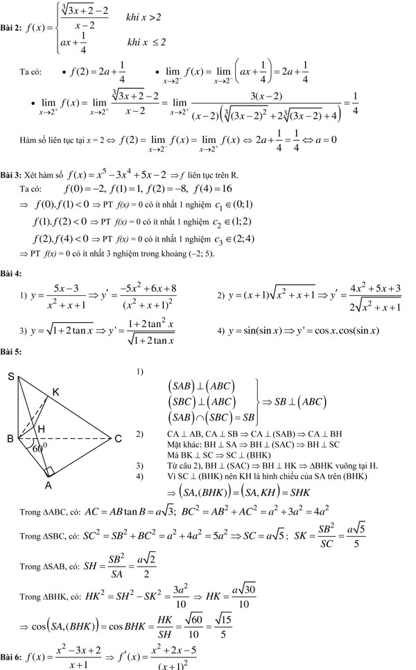 20 bộ đề thi học kì 2 môn Toán lớp 11 có đáp án