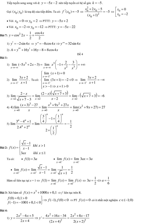 20 bộ đề thi học kì 2 môn Toán lớp 11 có đáp án