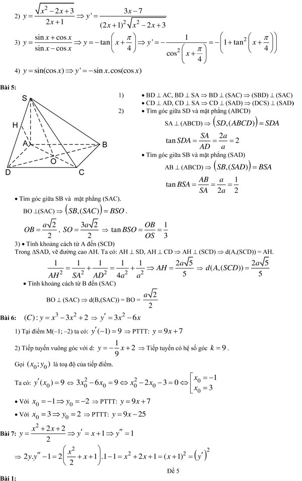 20 bộ đề thi học kì 2 môn Toán lớp 11 có đáp án