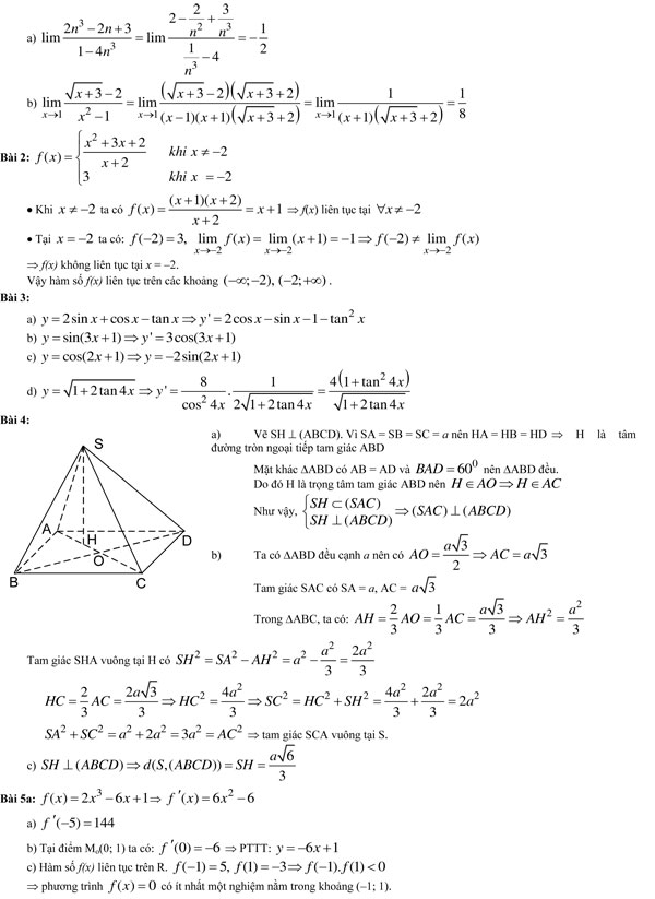 20 bộ đề thi học kì 2 môn Toán lớp 11 có đáp án