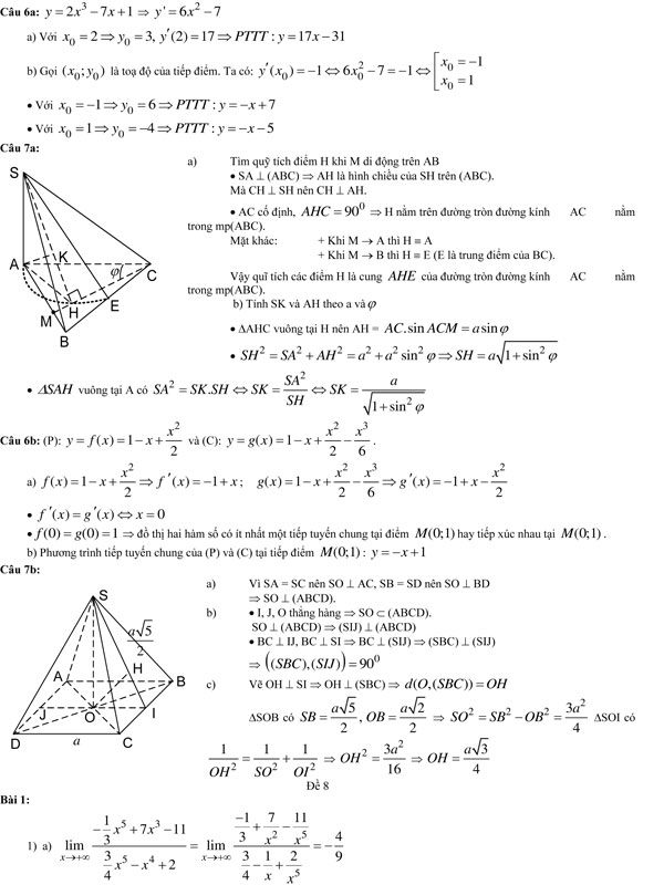 20 bộ đề thi học kì 2 môn Toán lớp 11 có đáp án