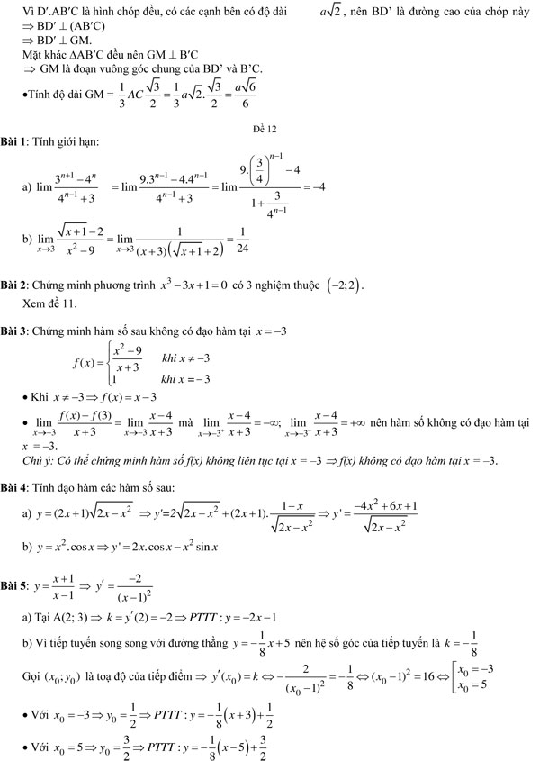 20 bộ đề thi học kì 2 môn Toán lớp 11 có đáp án