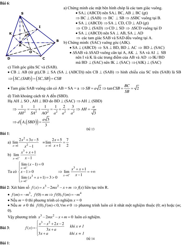 20 bộ đề thi học kì 2 môn Toán lớp 11 có đáp án