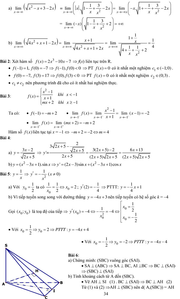 20 bộ đề thi học kì 2 môn Toán lớp 11 có đáp án