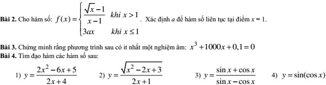 20 bộ đề thi học kì 2 môn Toán lớp 11 có đáp án