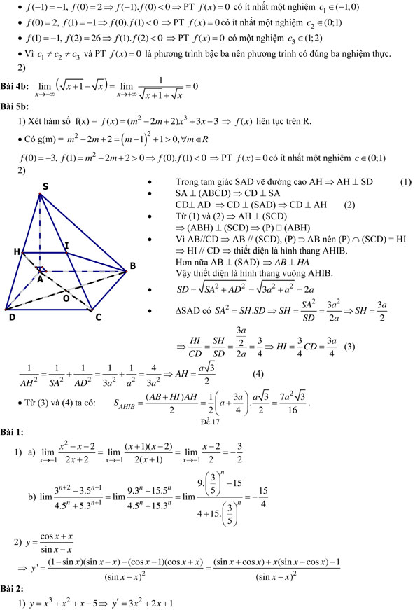 20 bộ đề thi học kì 2 môn Toán lớp 11 có đáp án