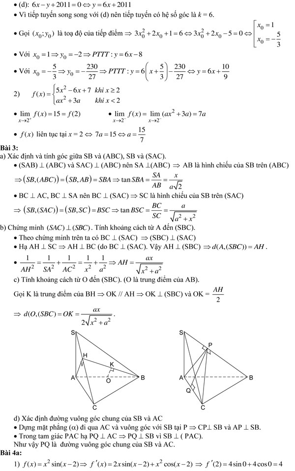 20 bộ đề thi học kì 2 môn Toán lớp 11 có đáp án