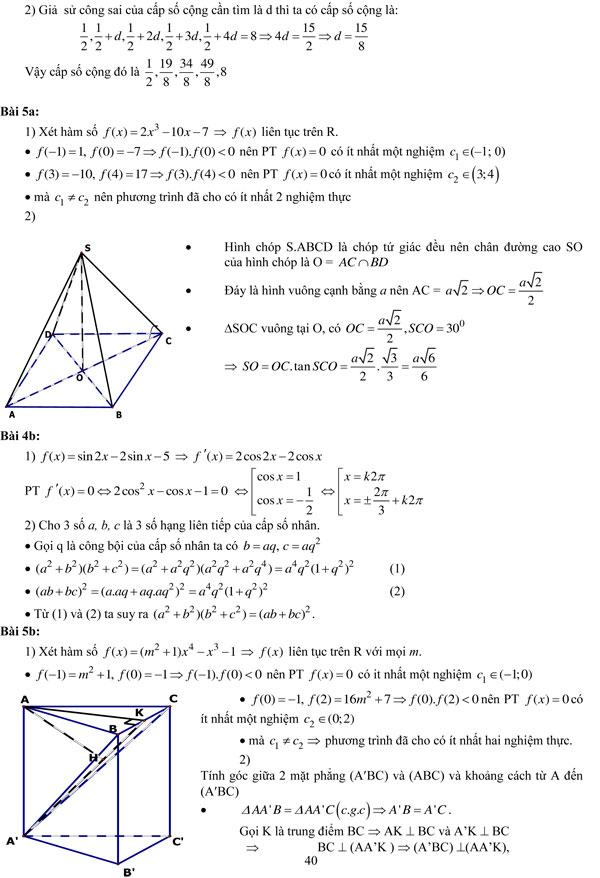 20 bộ đề thi học kì 2 môn Toán lớp 11 có đáp án