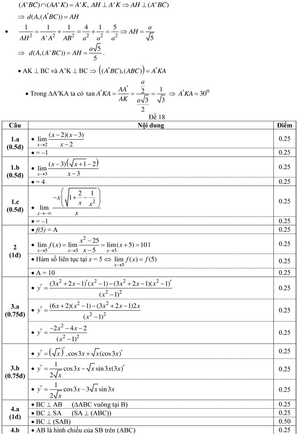20 bộ đề thi học kì 2 môn Toán lớp 11 có đáp án