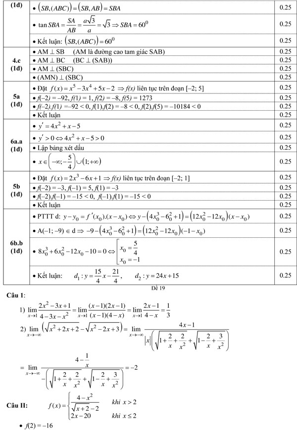 20 bộ đề thi học kì 2 môn Toán lớp 11 có đáp án