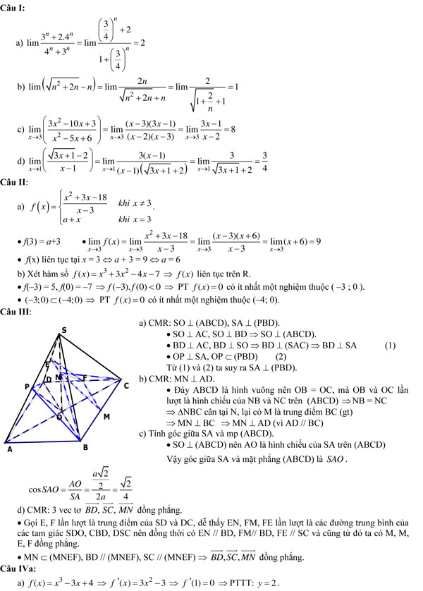 20 bộ đề thi học kì 2 môn Toán lớp 11 có đáp án
