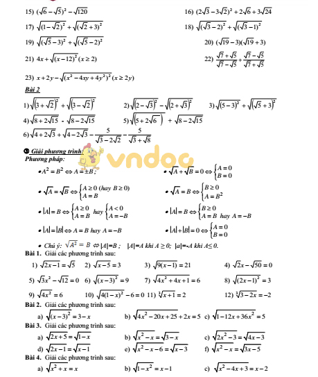 Đề cương ôn tập học kì 1 lớp 9 môn Toán