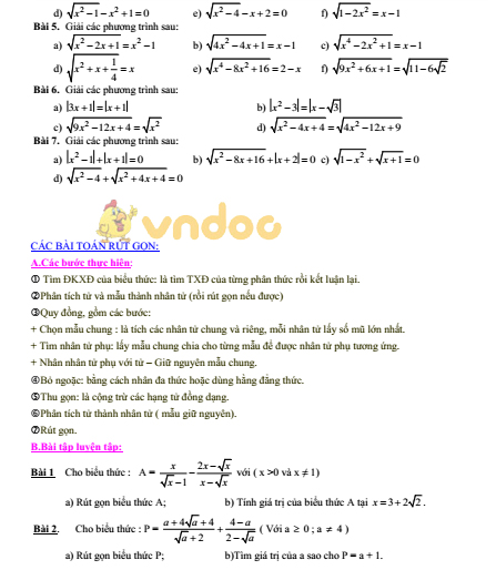 Đề cương ôn tập học kì 1 lớp 9 môn Toán