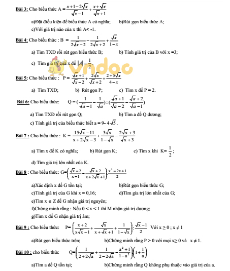 Đề cương ôn tập học kì 1 lớp 9 môn Toán