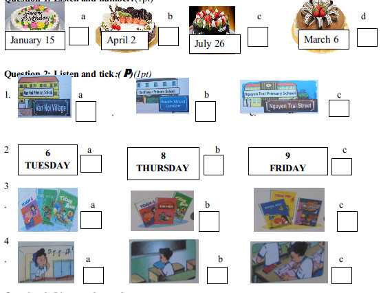 Đề thi học kì 1 môn tiếng Anh lớp 4 