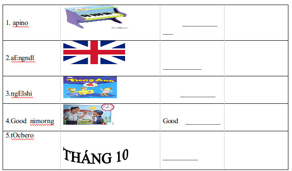 Đề kiểm tra học kì 1 môn tiếng Anh lớp 4 