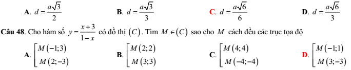 Đề kiểm tra chất lượng giữa học kỳ 1 môn Toán lớp 12 năm 2018