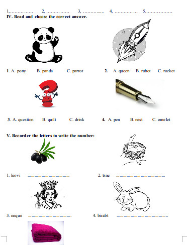 Đề kiểm tra học kì 1 lớp 2 môn tiếng Anh